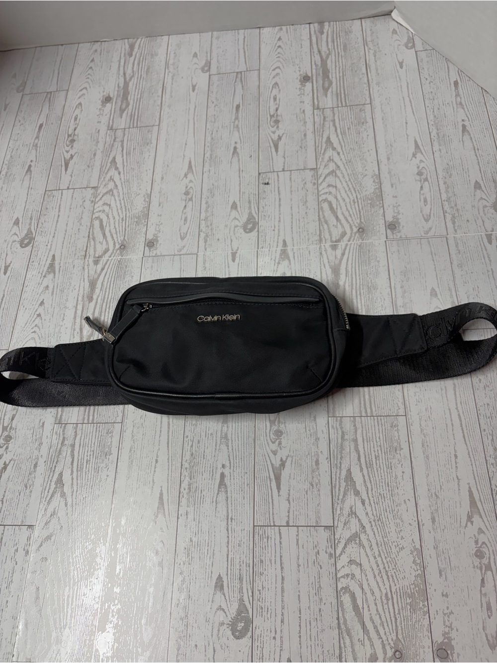 Calvin Klein Black Nylon Belt Bag Waist Pack Logo Strap